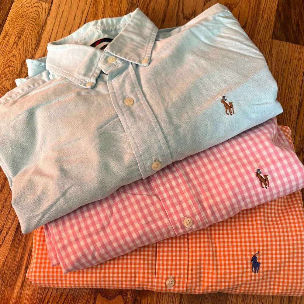 3 Ralph Lauren Button Down Shirts (Classic Fit - Mens S)